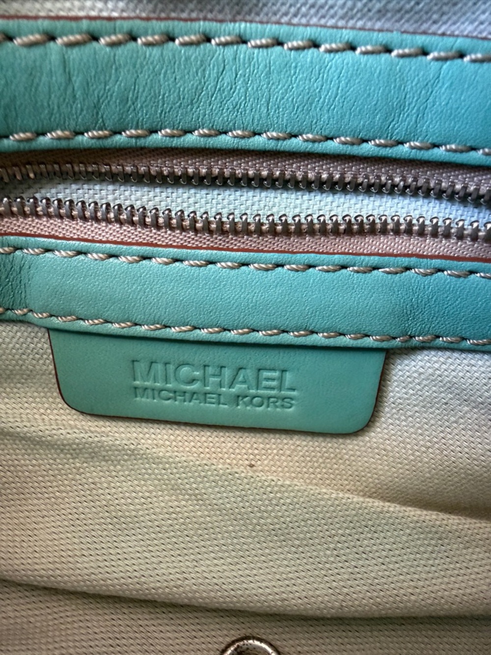 Vintage Michael Kors Barrel Bag 2000s Y2K Mint Green Teal - Picture 10 of 12
